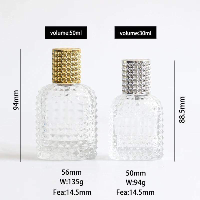 Fancy Embossed Crystal 100ml dubai Glass Perfume Bottles Empty Cosmetic Bottles With screw Spray