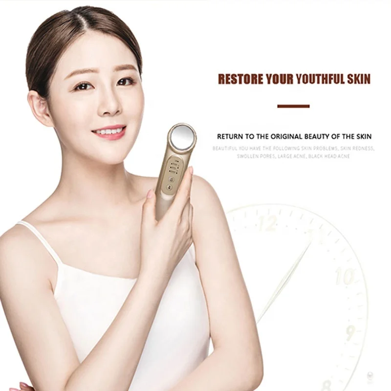 21 years new constant temperature beauty import and export instrument color light iontophoresis face cleaner wholesale