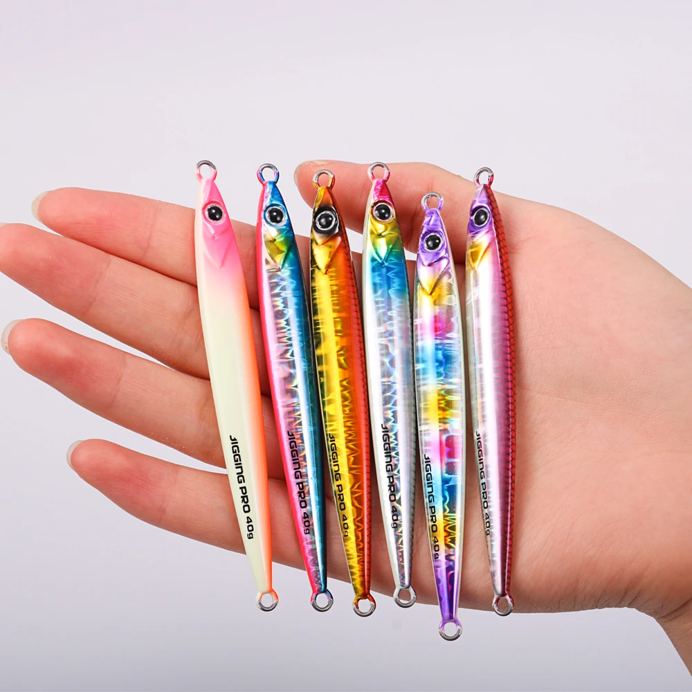 Jiggingpro Slide Stick 60g  metal jig Lead Fish lure Saltwater jigging with UV Glow Belly Mackerel Flounder fishing lure