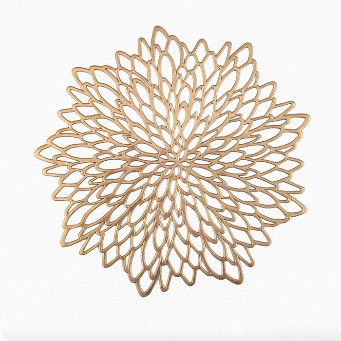 Western Gold Round Plastic Laminating PVC Hollow Kitchen Table Mat Anti Skid Heat Insulation Coasters and Placemats