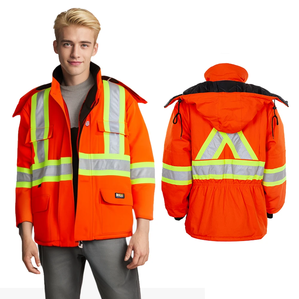 Warm and secure reflective cotton canvas work jacket