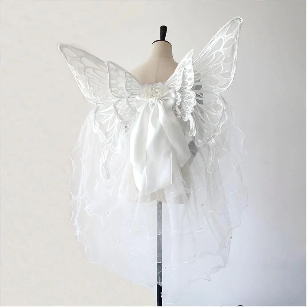 Angel Wings Pink Devil Cosplay Cape Sign Macrame Angels Show Golden Decoration Lace Big Size Light Fabric Giant Led Pixel Wings