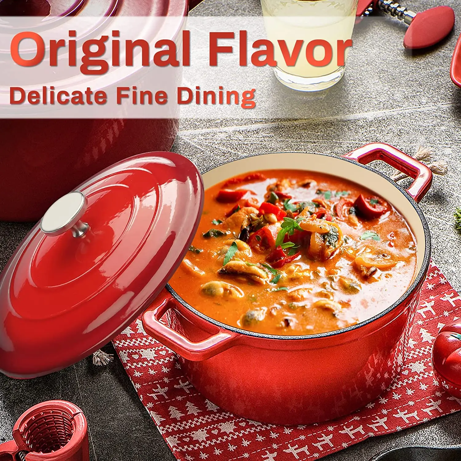 Nonstick Bread Baking Use Slap-up Cast Iron Cooking Casserole Multi Enameled Dutch Oven 5.5qt