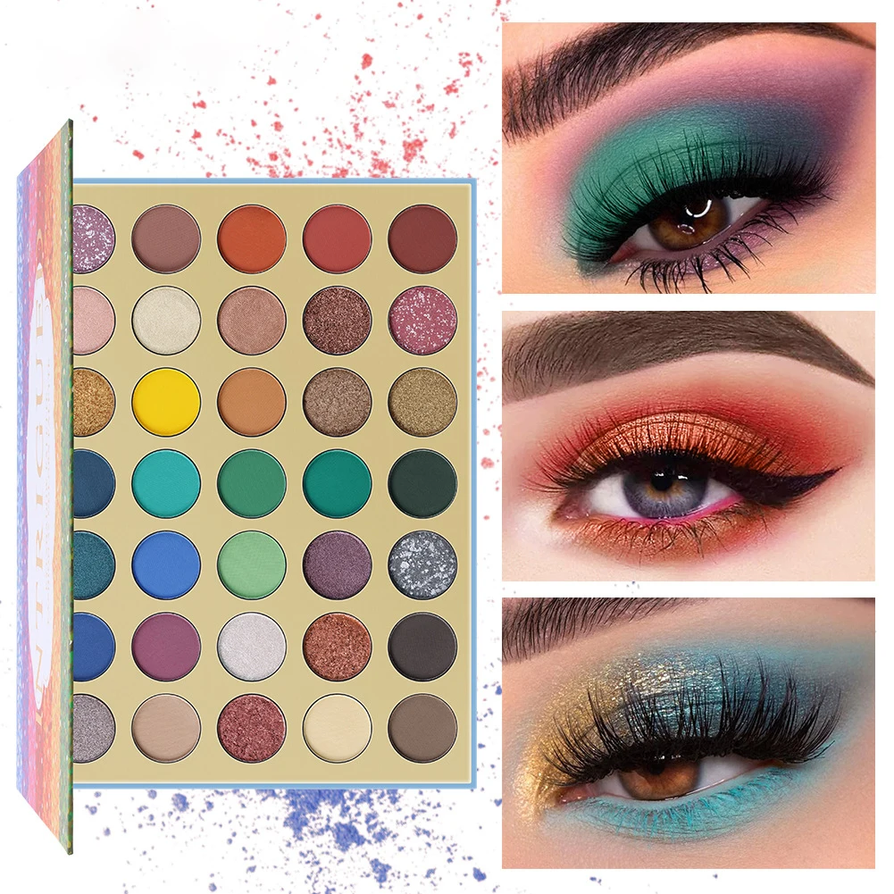 Unique Highly Pigmented 35 Colors Matte Private Label Glitter Eyeshadow Palette