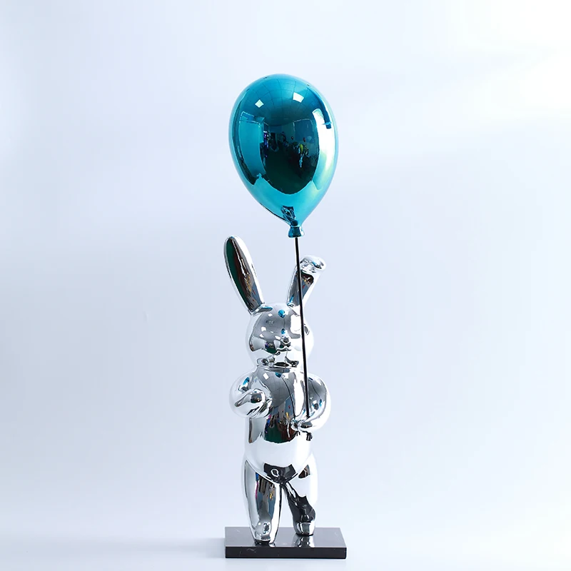 
Creative Figurines Rabbit Home Decoration Ceramic Rabbit With Balloon For Decor Home 
