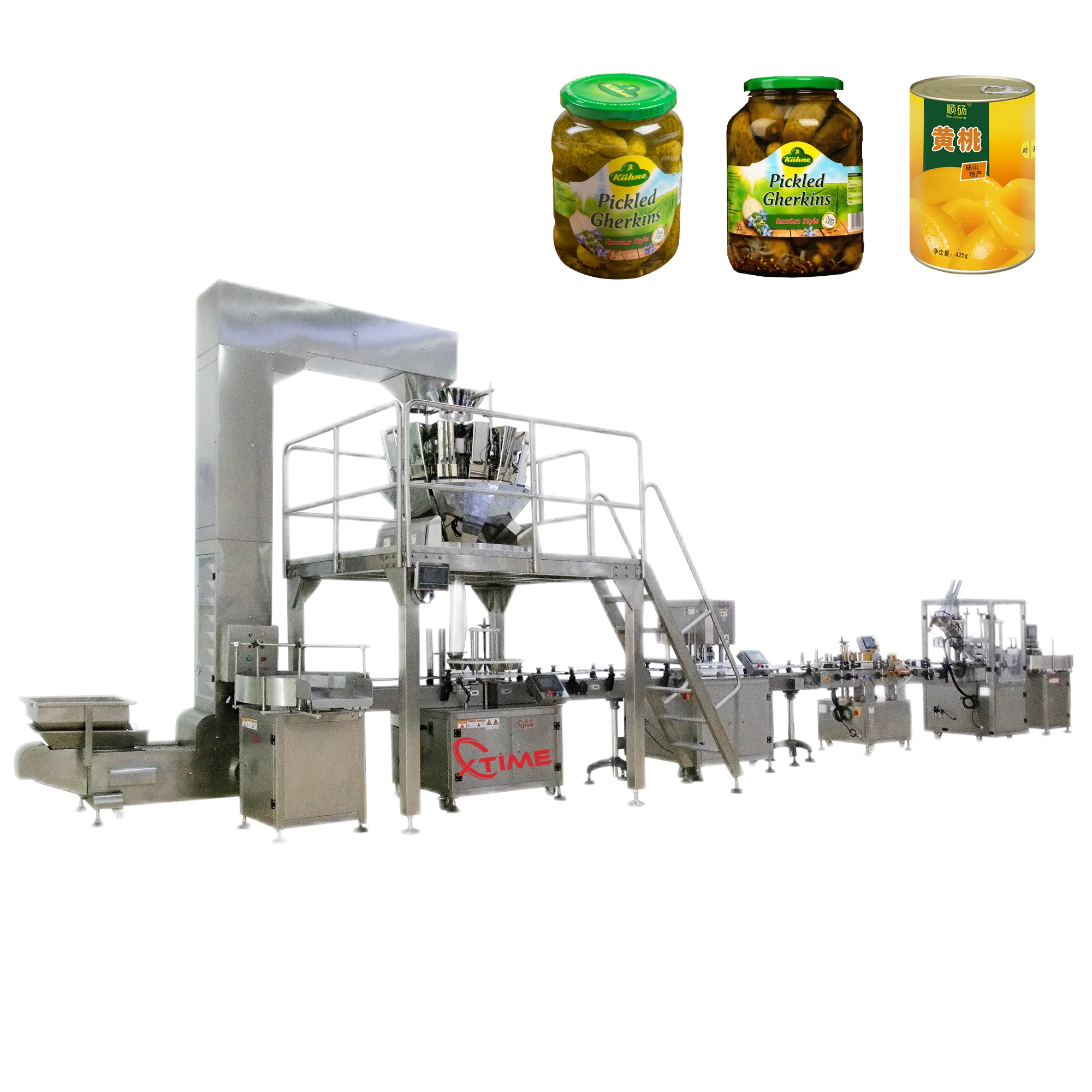 Automatic mini cucumber olive pepper chili cabbage pickle brine glass bottle jar filling capping packing machine production line