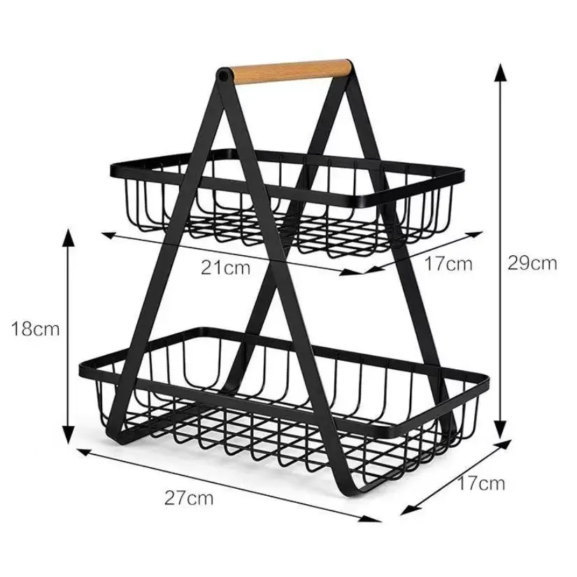 New Best Selling Kitchen Organizer Double Layer Fruit Storage Basket Camping Accessories Camping Shelf Bowls Home And Kitchen