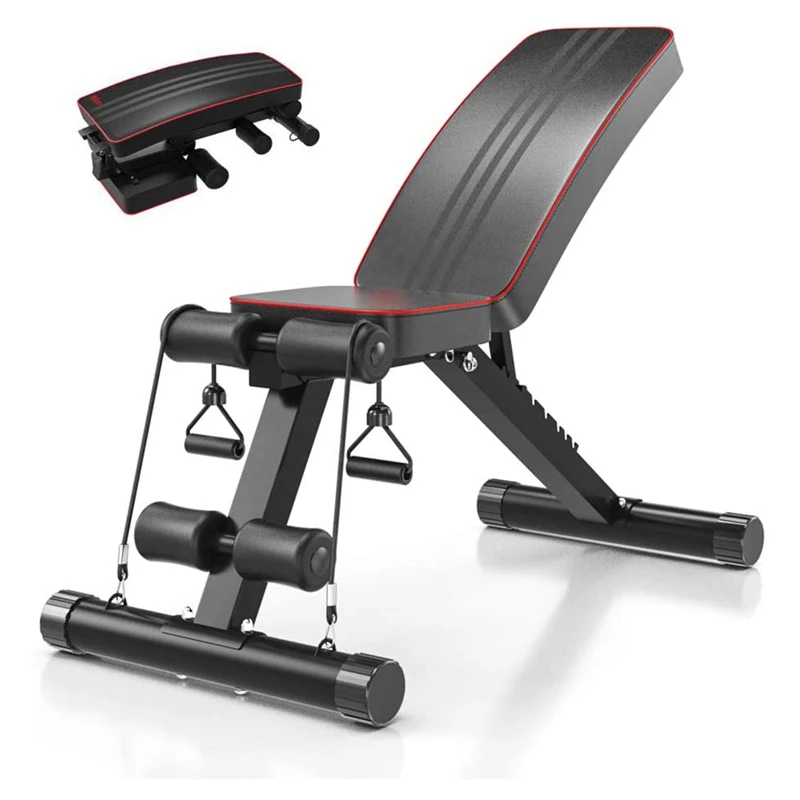 
FlagWorld adjustable bench press workout bench with assistance resistance bands Foam backrest workout weight abs sit up bench 