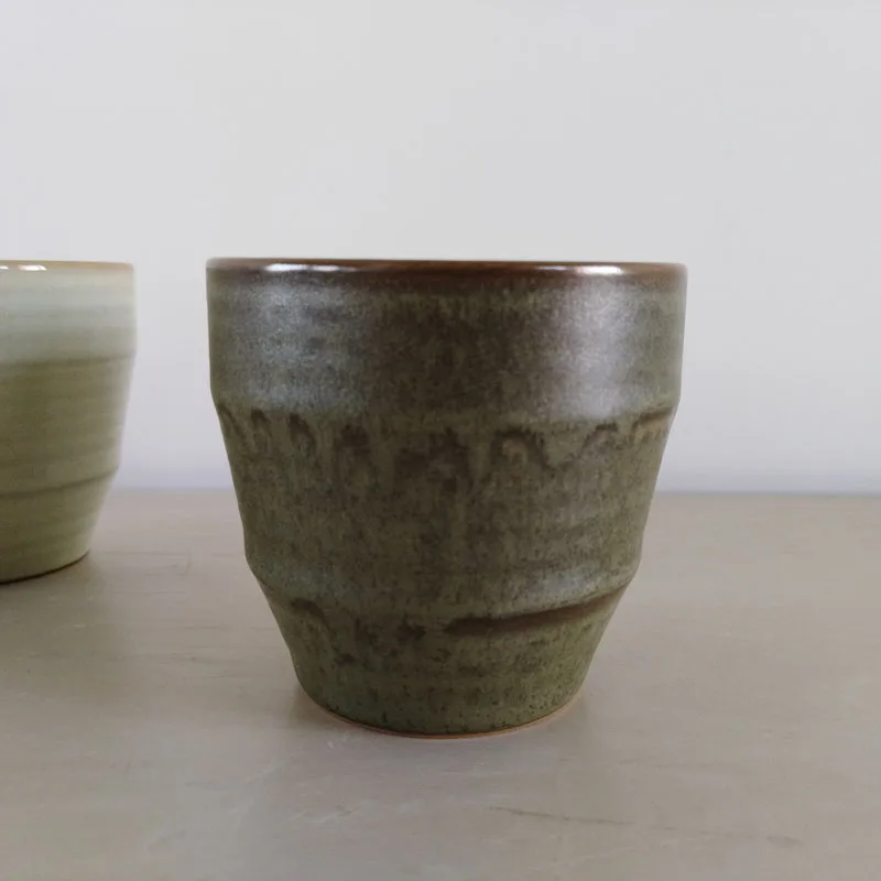 
Dehua cup ceramic 150ml embossed line cup coffee ceramic without handle japan style ceramic mug cup with reactive glaze 