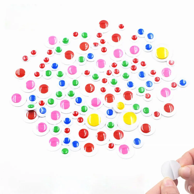 Children Toy Eyes Colorful DIY Handmade Doll Accessories Self-adhesive Mobile Plastic Black and White Eyes Safety