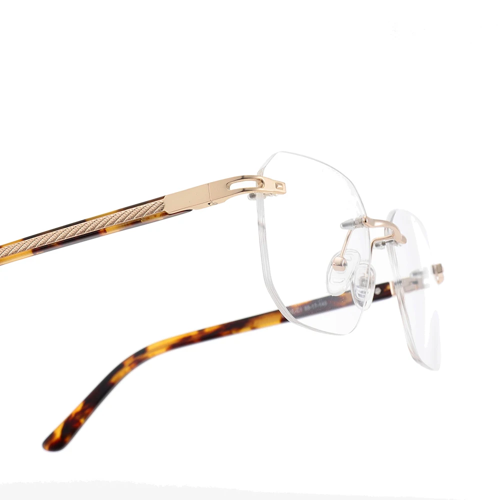 New Rimless Stainless Optical Glasses Metal Rimless Eyewear Square Gold Frames for Men Women
