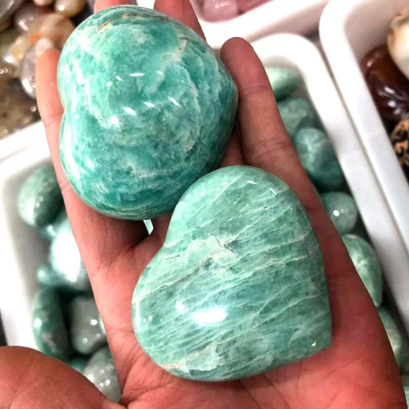 Natural heart palm stone bigger polished amazonite stone
