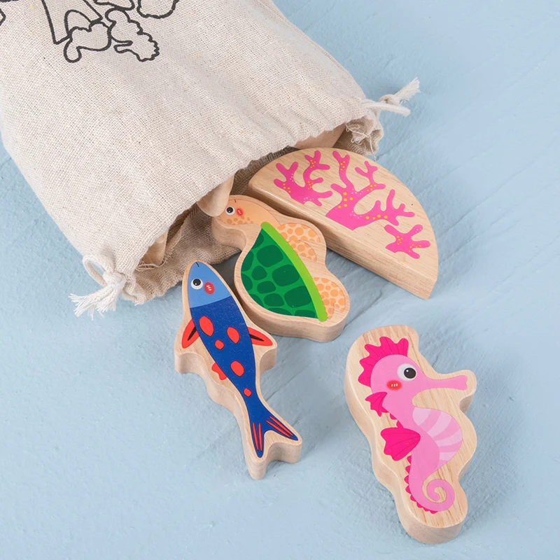 Early Childhood Education Wooden Animal Balance Stacking Building Blocks Game Pirate Ship Stacking High Baby Educational Toys