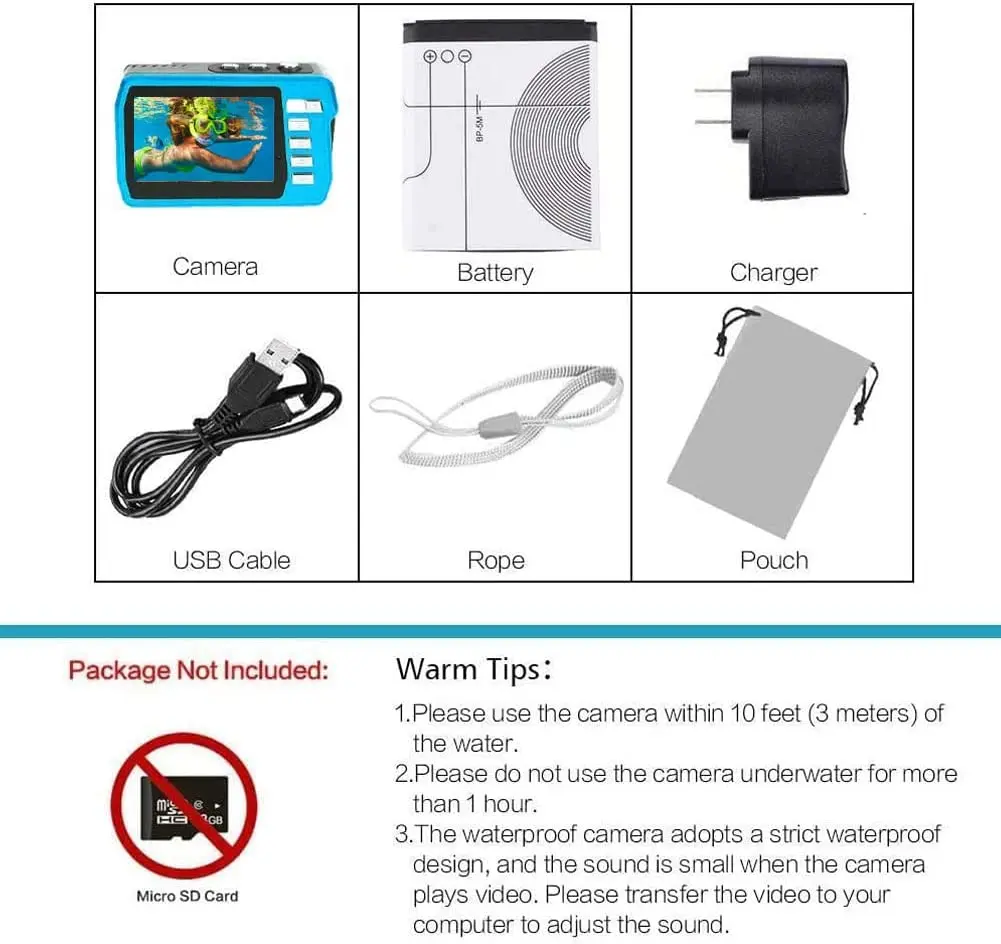 4K HD Mini Digital Cameras Point and Shoot Digital Cameras for Kids Underwater Cameras