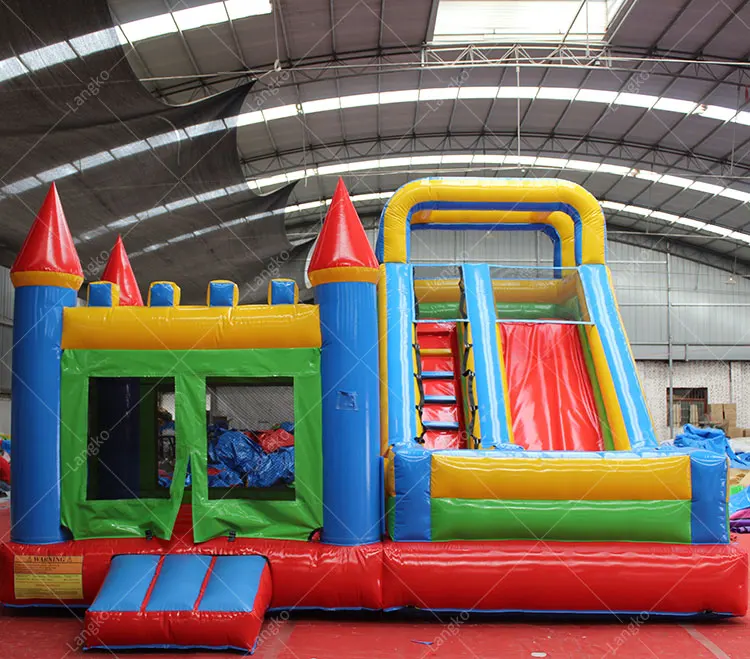 commercial inflatable jump house red blue bounce combo water slide pool bouncy castle for sale