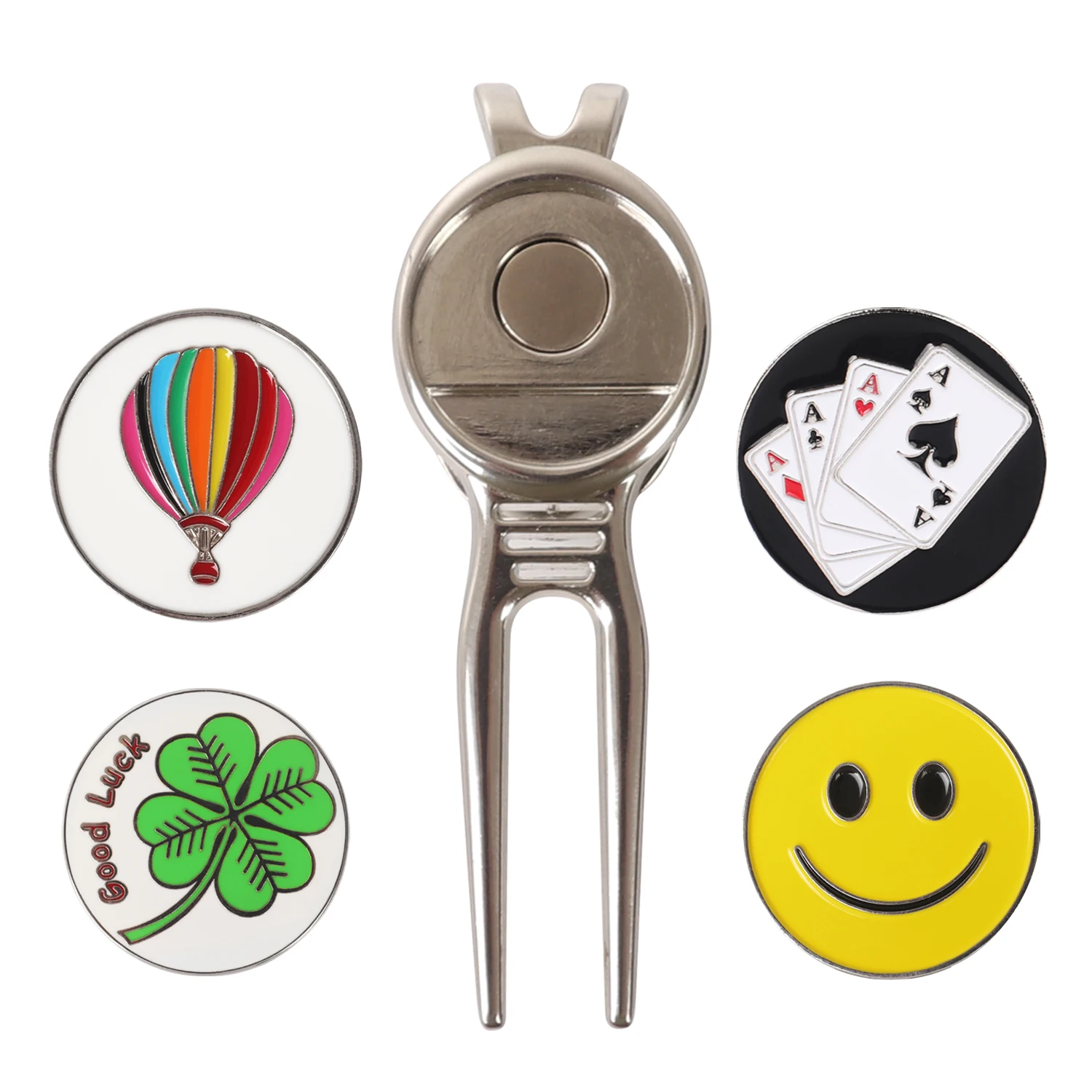 Hot Sale Stock Retractable Divot Repair Tool With Ball Marker Golf Divot Tool