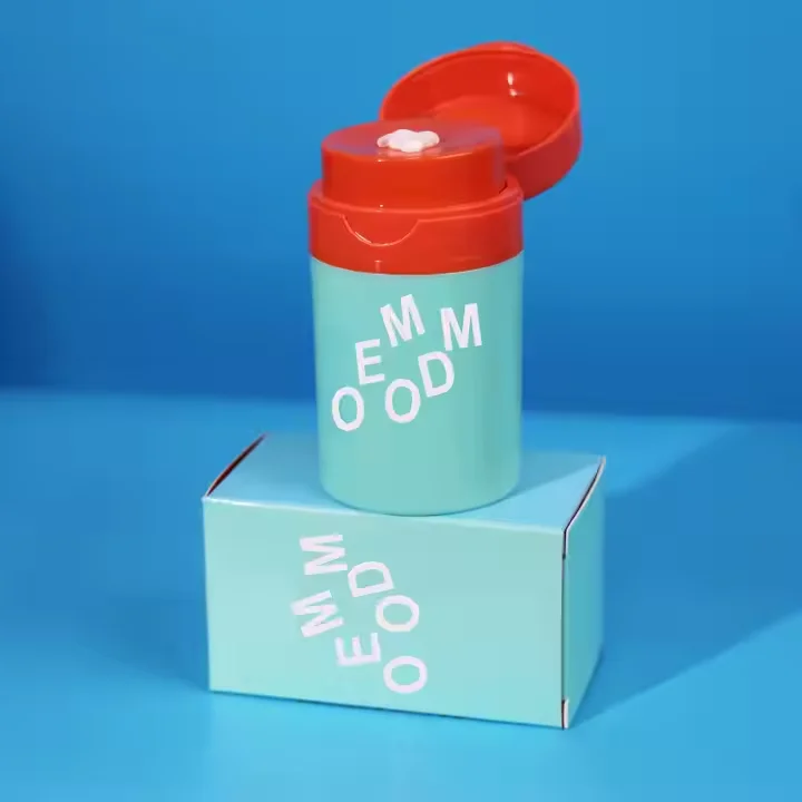 Square Round 30ml Plastic Airless Cream Jar With Flower Shape Cream For Makeup Skincare Support Customization