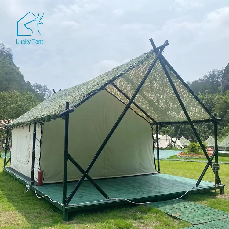 Camping Event 5x9m African Canvas Glamping House Luxury Safari Tent With Bathroom