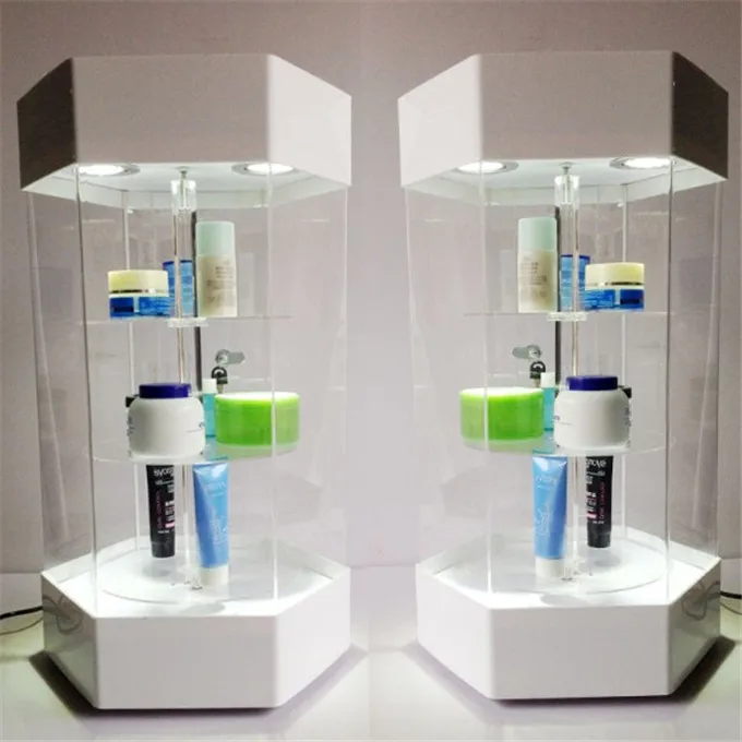 Multilayer LED acrylic Jewelry display cabinet plexiglass counter display with lock and light