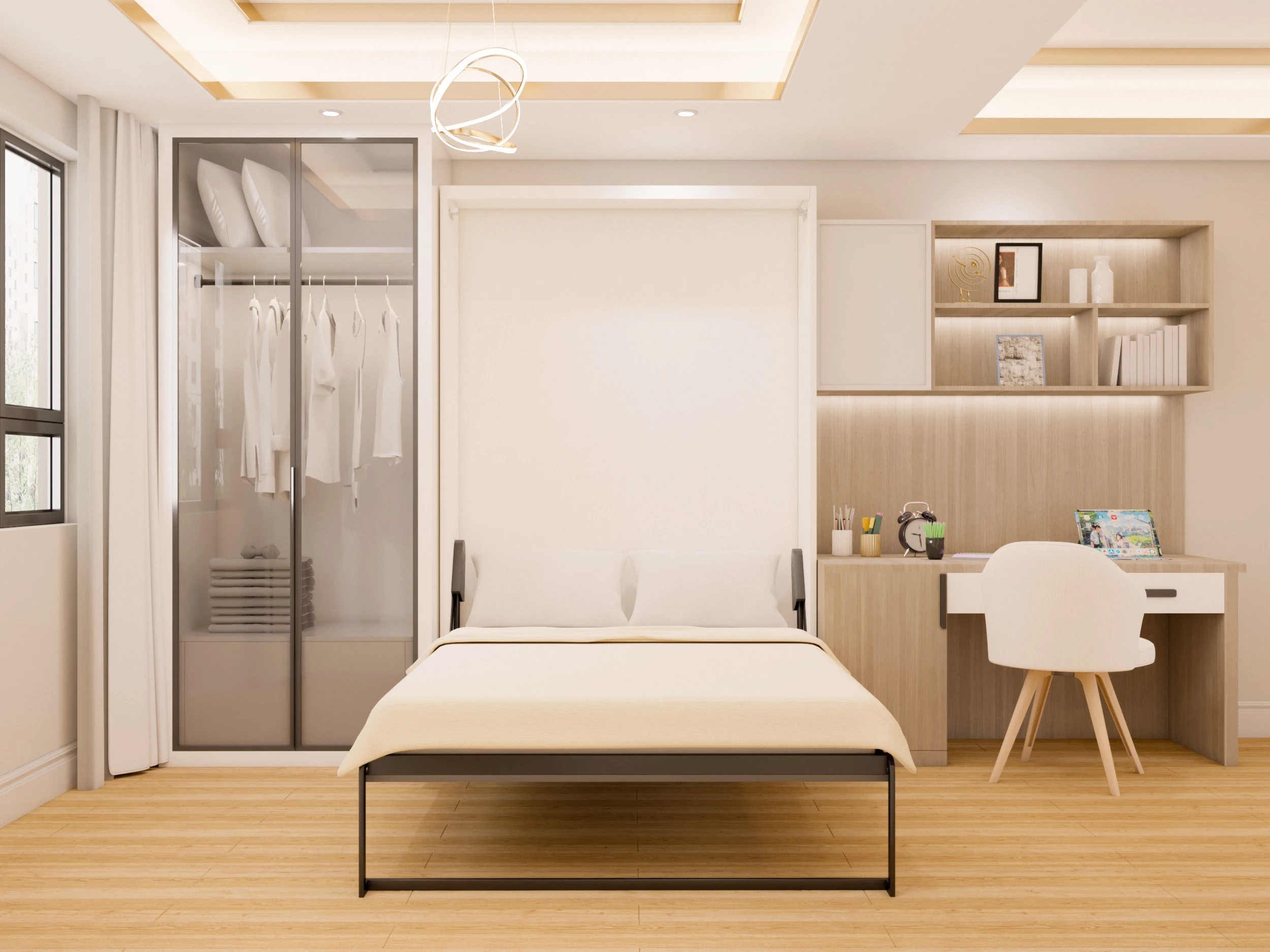 Bedroom Furniture Murphy Bed Fold-down Hidden Wall Panel Bed Steel Frame with Hardware Kit for Single Apartment