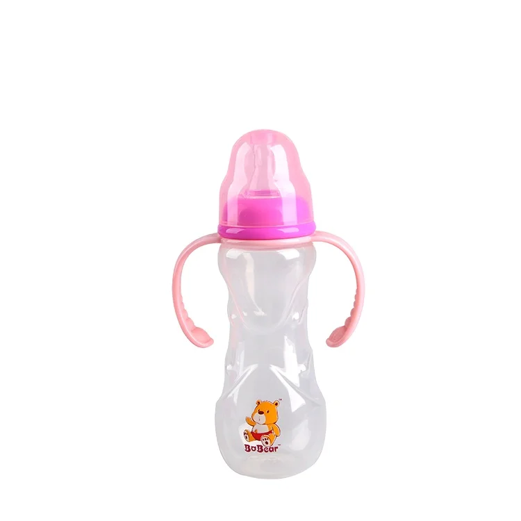 365T OEM ODM Pink Girl 240ml 8oz PP Cute Shaped Baby Feeding Bottle with Handle