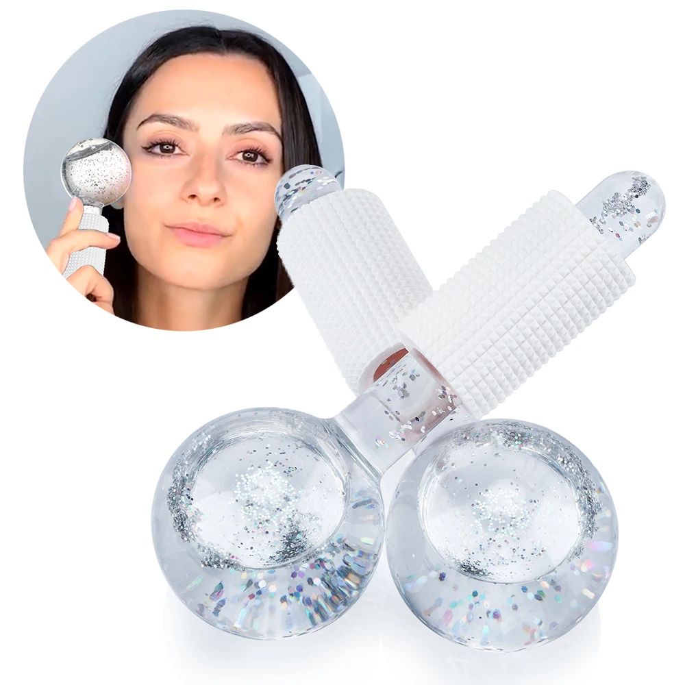 Reduce Puffiness Tighten Skin  Face Ion EMS Freeze Cooling Massager Beauty Facial Ice Globes