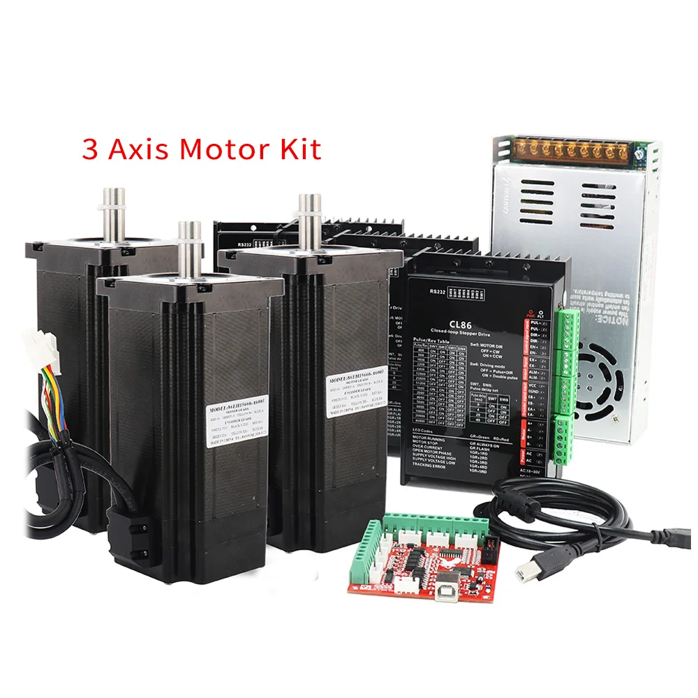 HanBuild  3-axis CNC Kit C86EH156A6001 6.0A 12N.M Power Supply CL86 drive For 3D Printer 86 stepper motor closed loop nema34