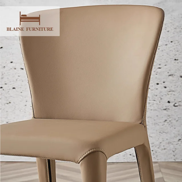 2024 Italian Design Brown Color Modern Dining Room Chair Microfiber With Carbon Steel Base Dining Room Furniture