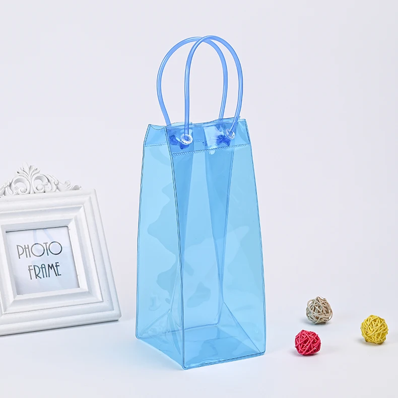 small moq pvc custom color clear plastic wine bottle bags picnic cooler bag reusable wine carrier bag