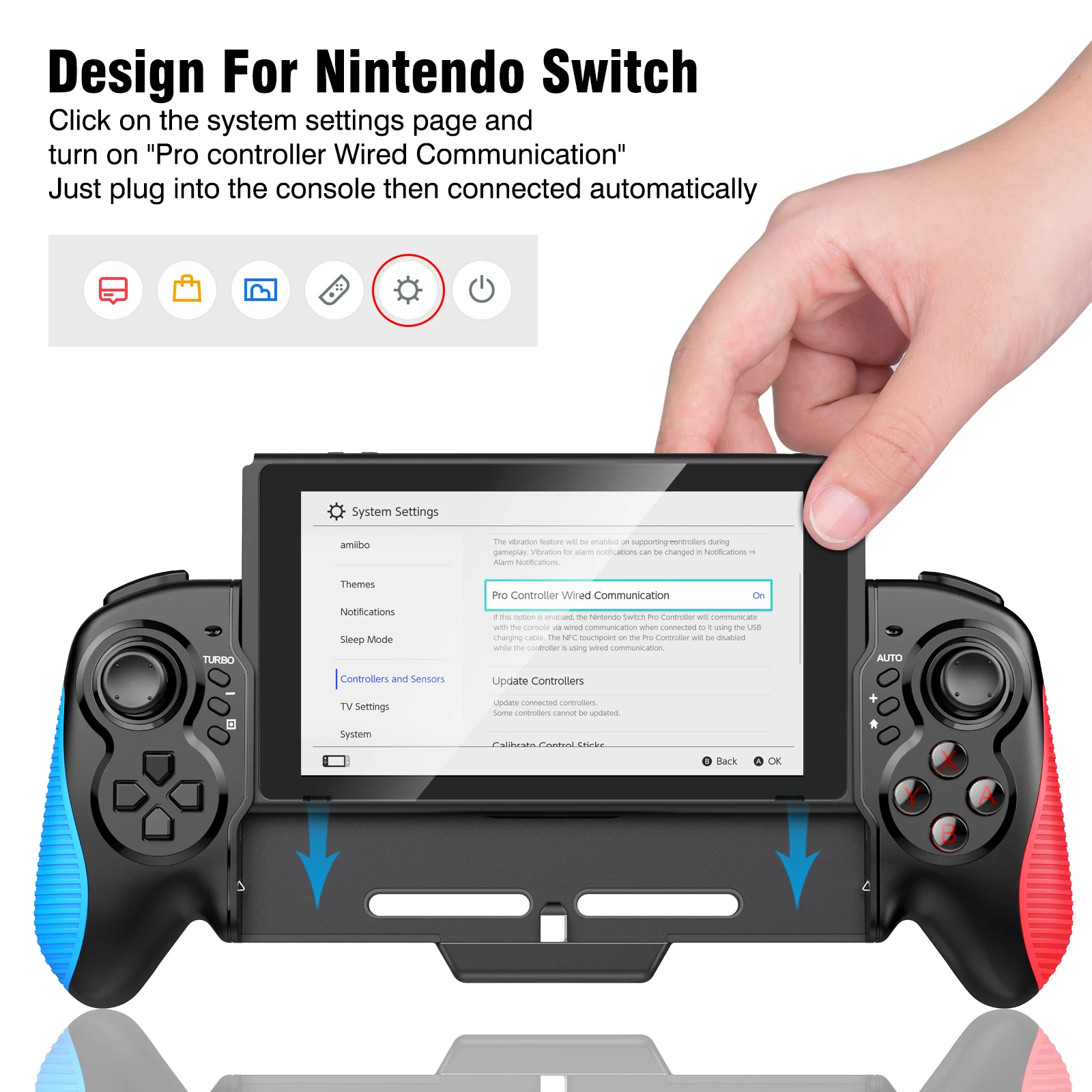 For Nintendo Switch Gamepad Controller Built-in 6-Axis Gyro Design Handheld Grip Double Motor Vibration For Switch Joy Game Pad