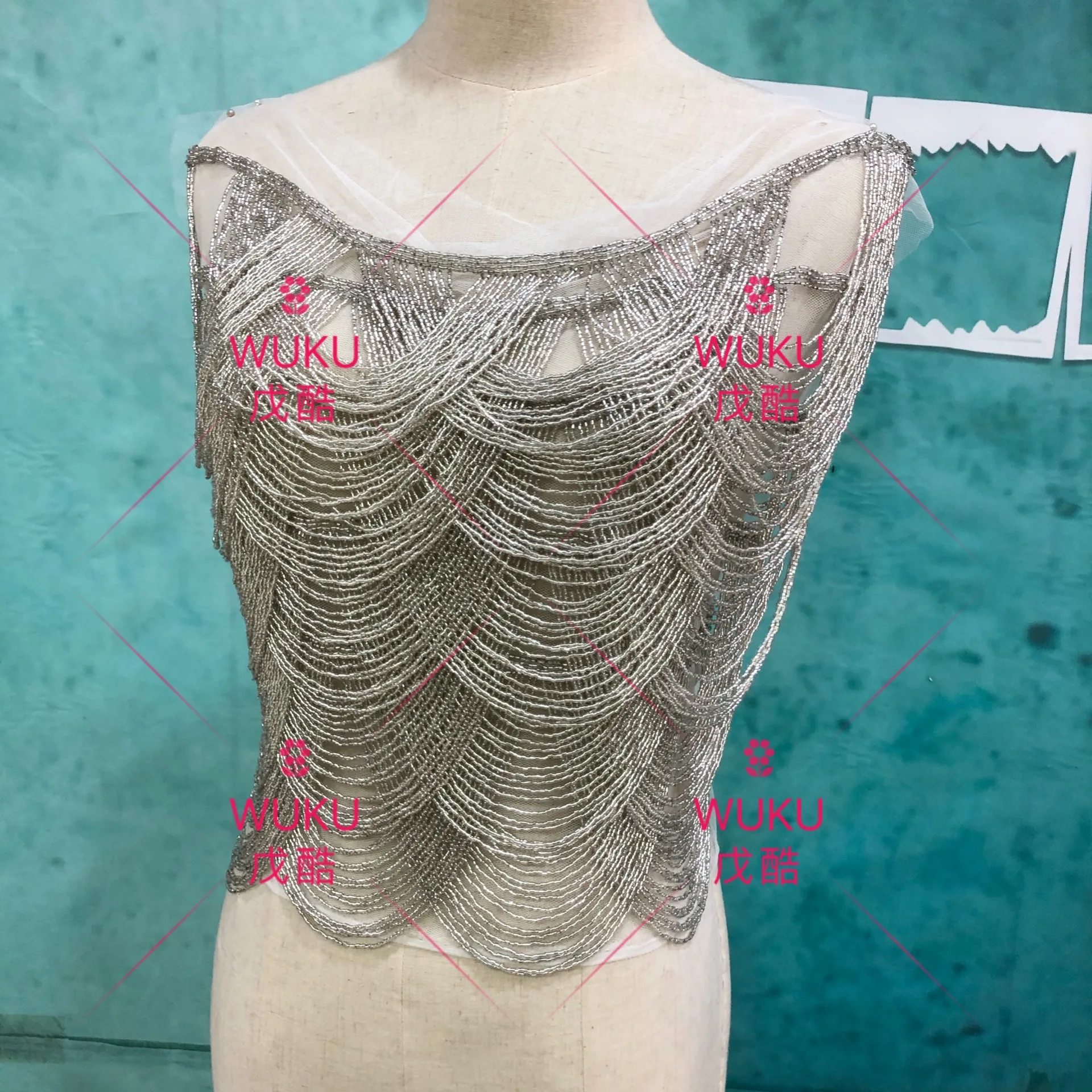 
haute coture beads fringe tassel appliuqe patch 