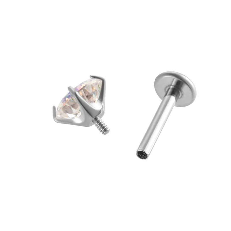 F136 titanium alloy inlaid with colored zircon internal thread flat bottom rod spiral ear bone nail cochlear nail