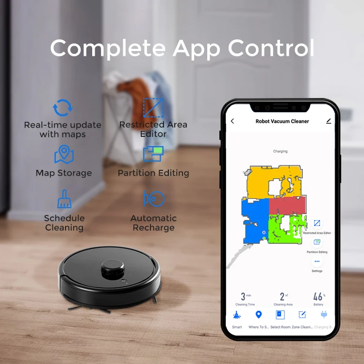 2022 Laser navigation Robot Vacuum Cleaner With Mapping System And High Suction