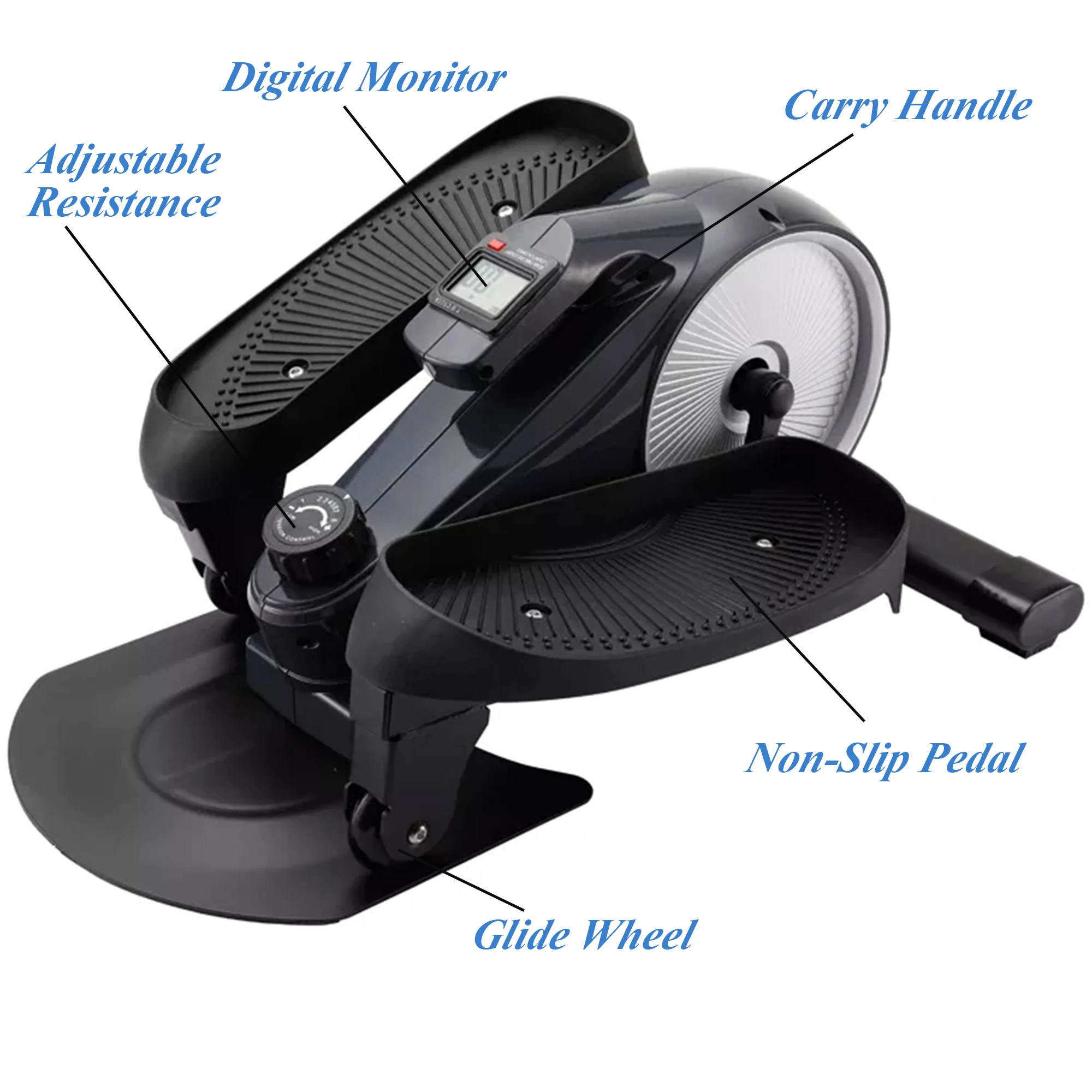 hot sale mini elliptical exercise bike Body Magnetic Tension Under-Desk Elliptical Mini Stepper Trainer with anti-slip pedal