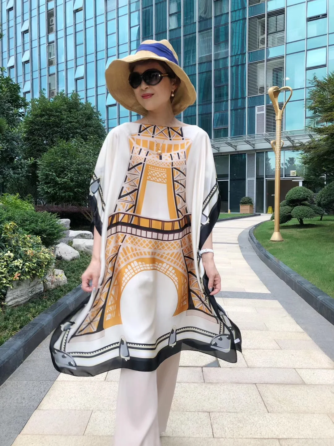 
silk Big size luxury women lady shawl multipurpose casual gown two piece satin scarf dress 