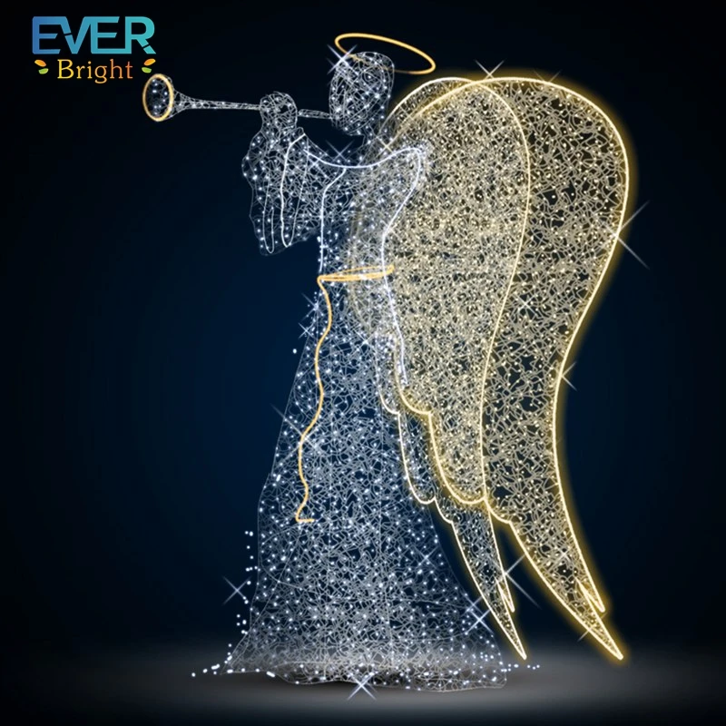 wholesale Outdoor Christmas 3D Supermarket decoration christmas angel motif light