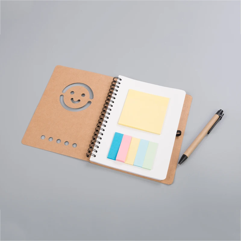 Custom notebook manufacturer recycled paper spiral binding notebook 80 lined sheets with recycled pen