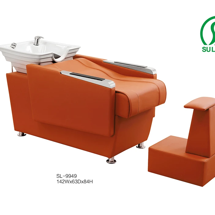 Orange beauty salon hairdressing sink and chair shampoo bed hair salon