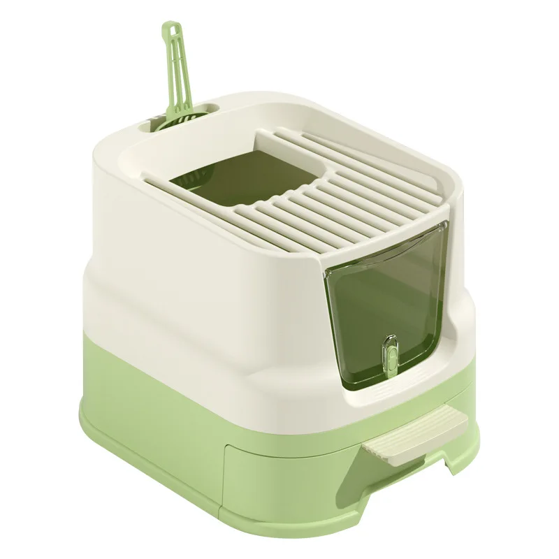 OEM Large Capacity Cat Litter Box with Drawer-Style Enclosure & Transparent Door Easy Clean Multiple Sizes Available for  Owners