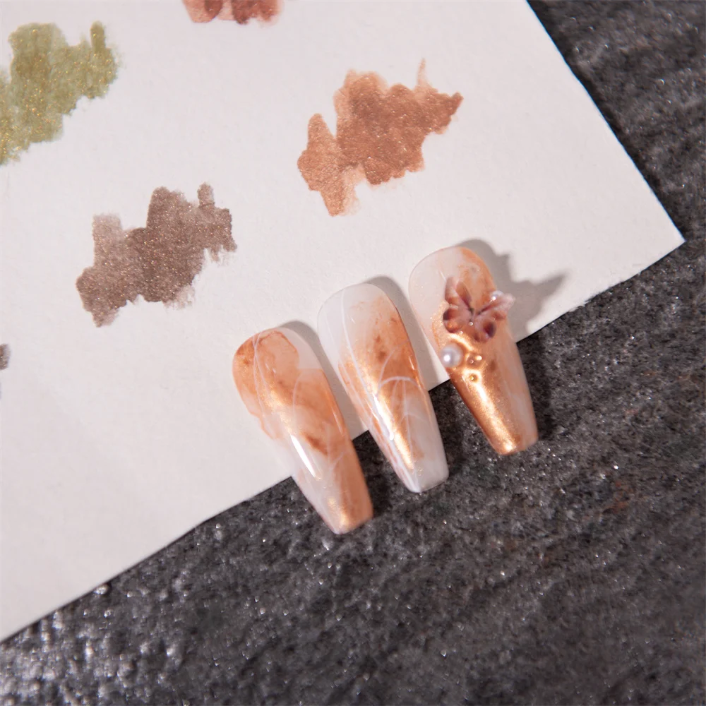 Nail Art Solid Pigment DIY Metal Pearlescent Nail Watercolor Blooming Painted Gel Solid Dyes