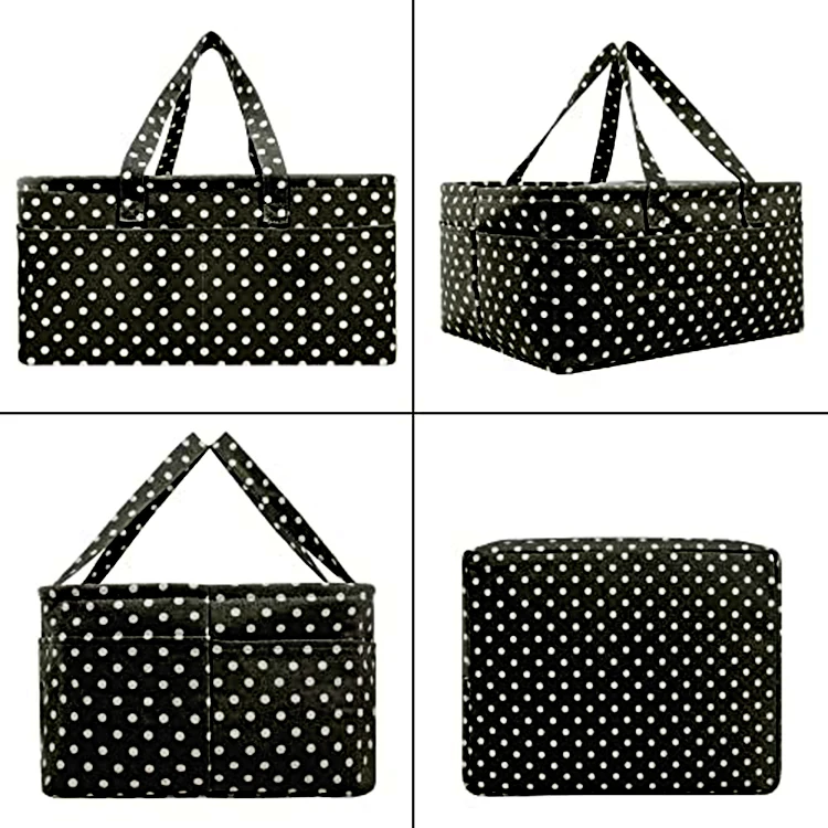 Portable Large Car Travel Diaper Caddy Organizer Storage Basket for Boy custom dot print tote baby diaper caddy organizer