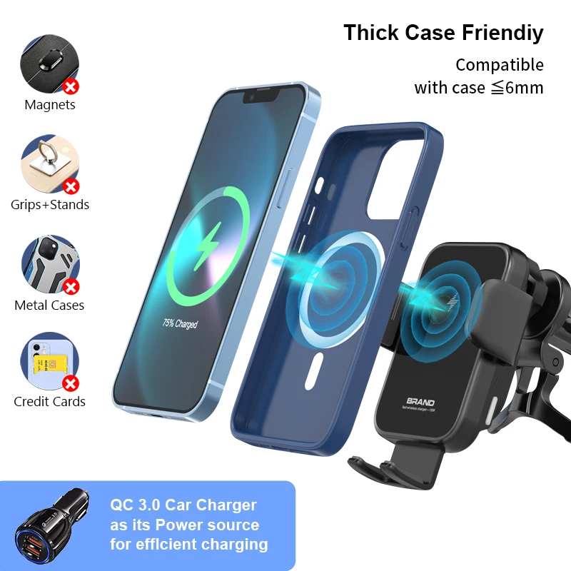 Горячая распродажа Автоматический Датчик выравнивания 15 Вт Qi быстрая Беспроводная зарядка автомобильный держатель на вентиляционное отверстие лобовое стекло приборная панель телефона