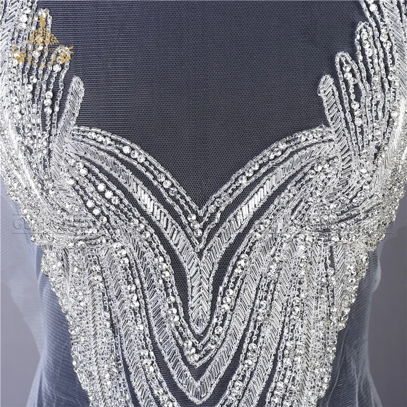 DRA-168 Fashion luxury silver embellishments crystal rhinestone bodice patches designs for clothes