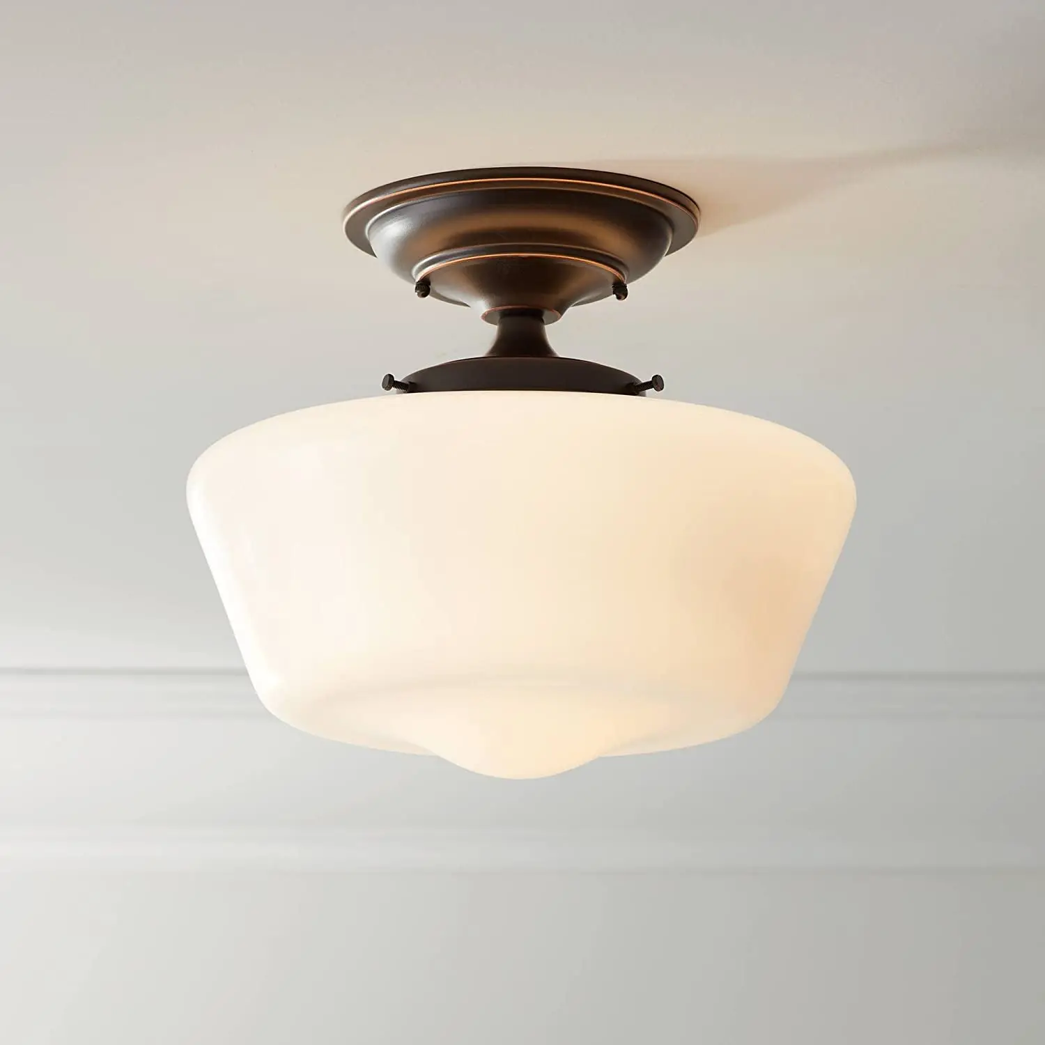 Modern Farmhouse Floating Ceiling Lamp Shade Opal White Glass Lampshade for House Bedroom