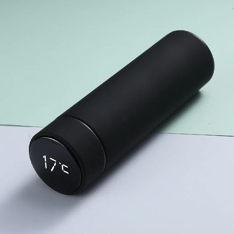 2020 new straight body temperature measuring cup, fashion office business thermos, stainless steel smart thermos