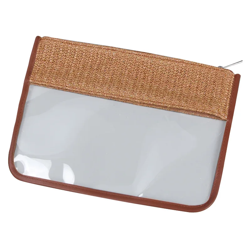 Woman Transparent Beach Cosmetic Bag Clear Vinyl Pvc Zipper Pouch Organizer Toiletry Pvc Sand Clutch PVC Flat Cosmetic Bag
