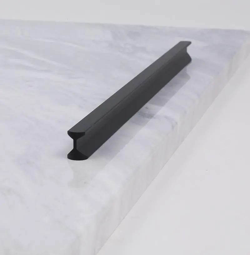 Modern Furniture Hardware Matte Black Round Corner Gold Kitchen Cupboard Pulls Aluminum Alloy Cabinet Handle