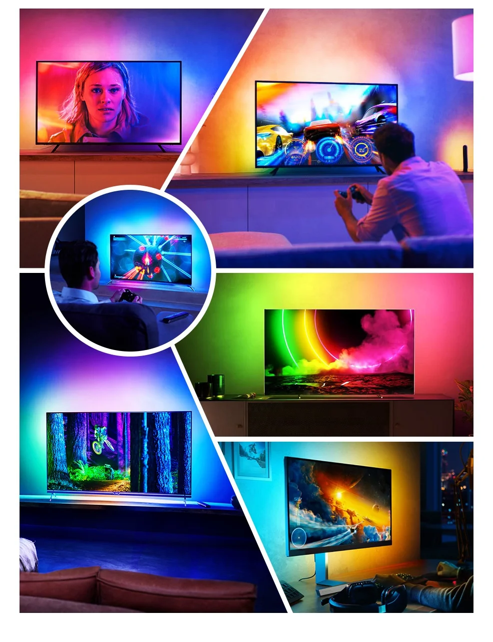 Симфонический черный фон 60 RGB ambipox Kit 5V Sync Dream экран USB WS2812 Светодиодная лента подсветка телевизора