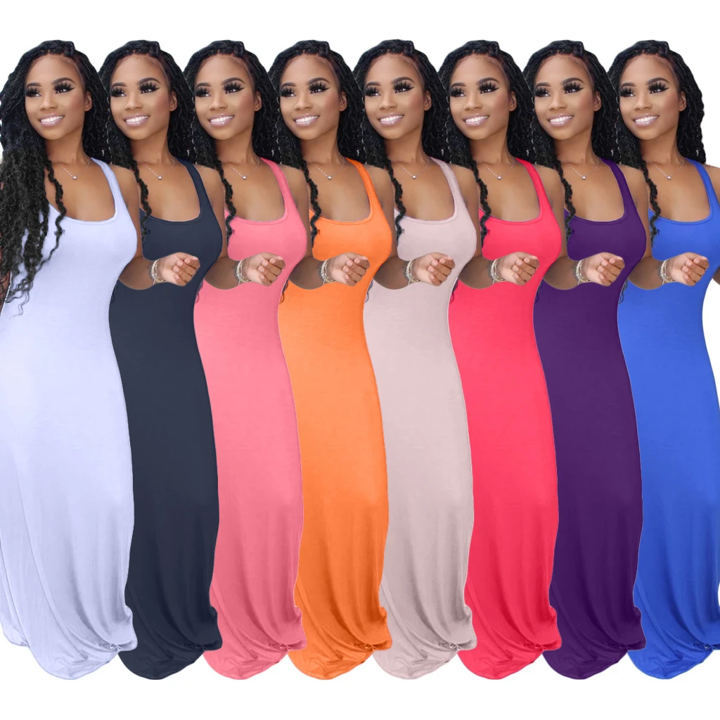 JY-9200 2021 Wholesale Women Summer Sundress Solid Colors