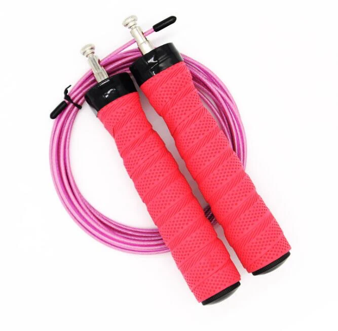 custom logo high fitness adjustable sweatband pvc heavy weighted steel cable skipping speed jump rope